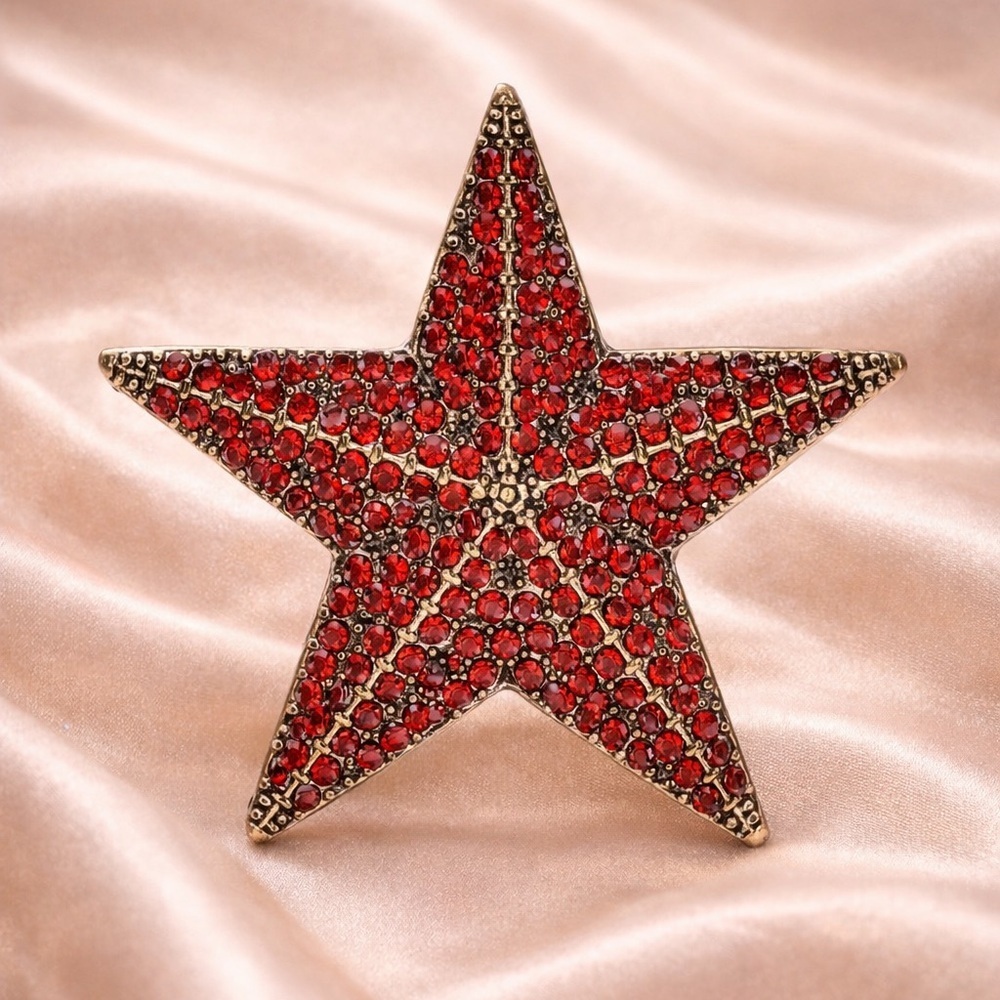 Red Star Crystal Brooch
